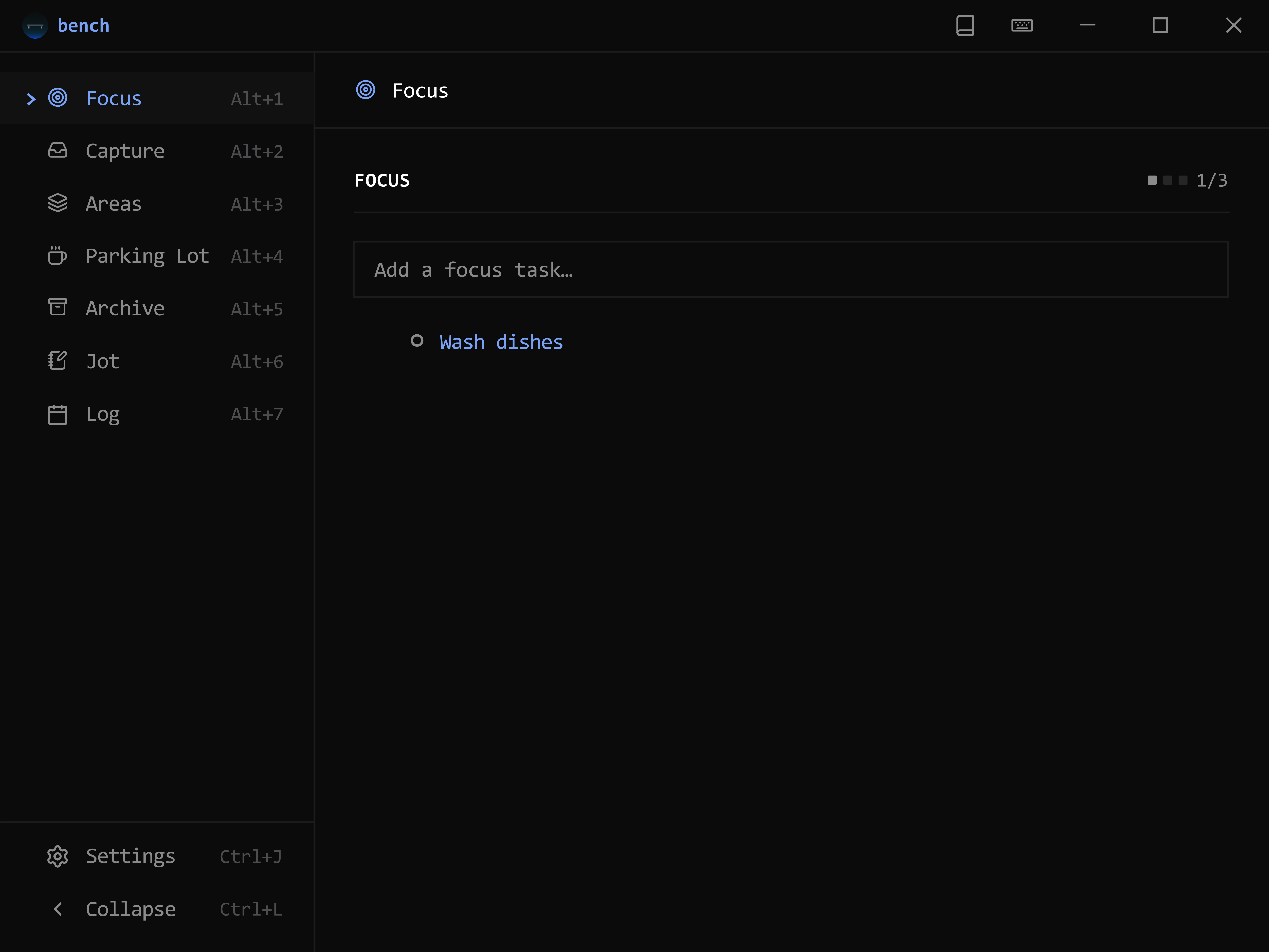 Focus task setup with estimated time intervals